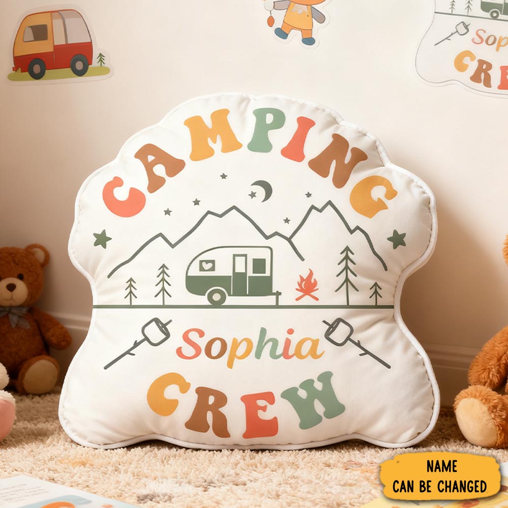 Personalized Camping Crew Toddler Pillow Retro Summer Camping Kids Pillow Cousin S Campout Natural Lover Pillow