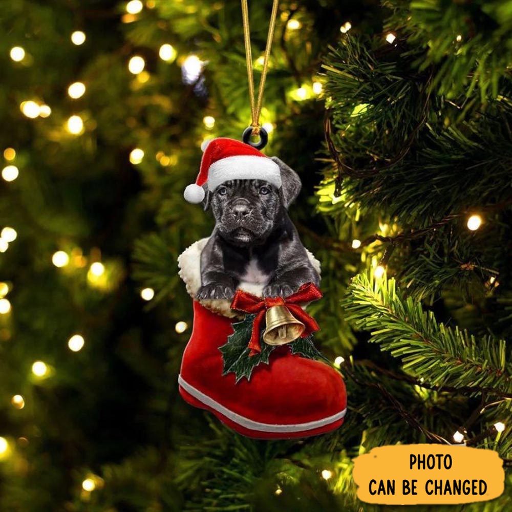 Personalized Cane Corso In Santa Boot Christmas Hanging Ornament Heartwarming Family Ornament Keepsake