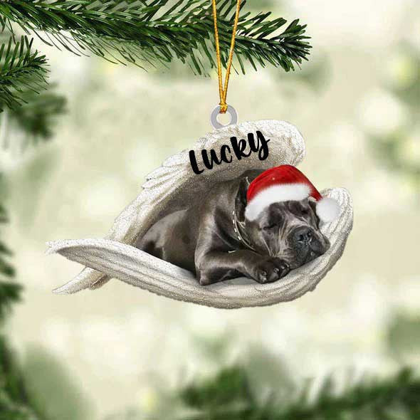 Personalized Cane Corso Sleeping Angel Christmas Flat Acrylic Dog Ornament Memorial Dog Gift