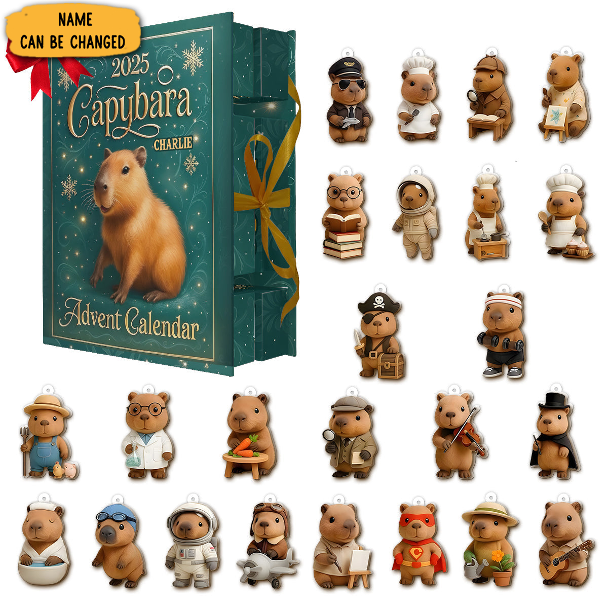 Personalized Capybara Advent Calendar Christmas Decor Animal Advent Calendar Capybara Xmas Gift