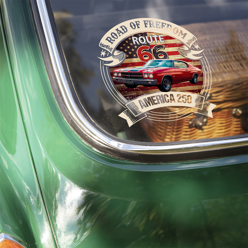 Personalized Car Photo Route 66 Road Of Freedom American 250th Anniverasy Car Stickers America's 250 Birthday Gift Ideas