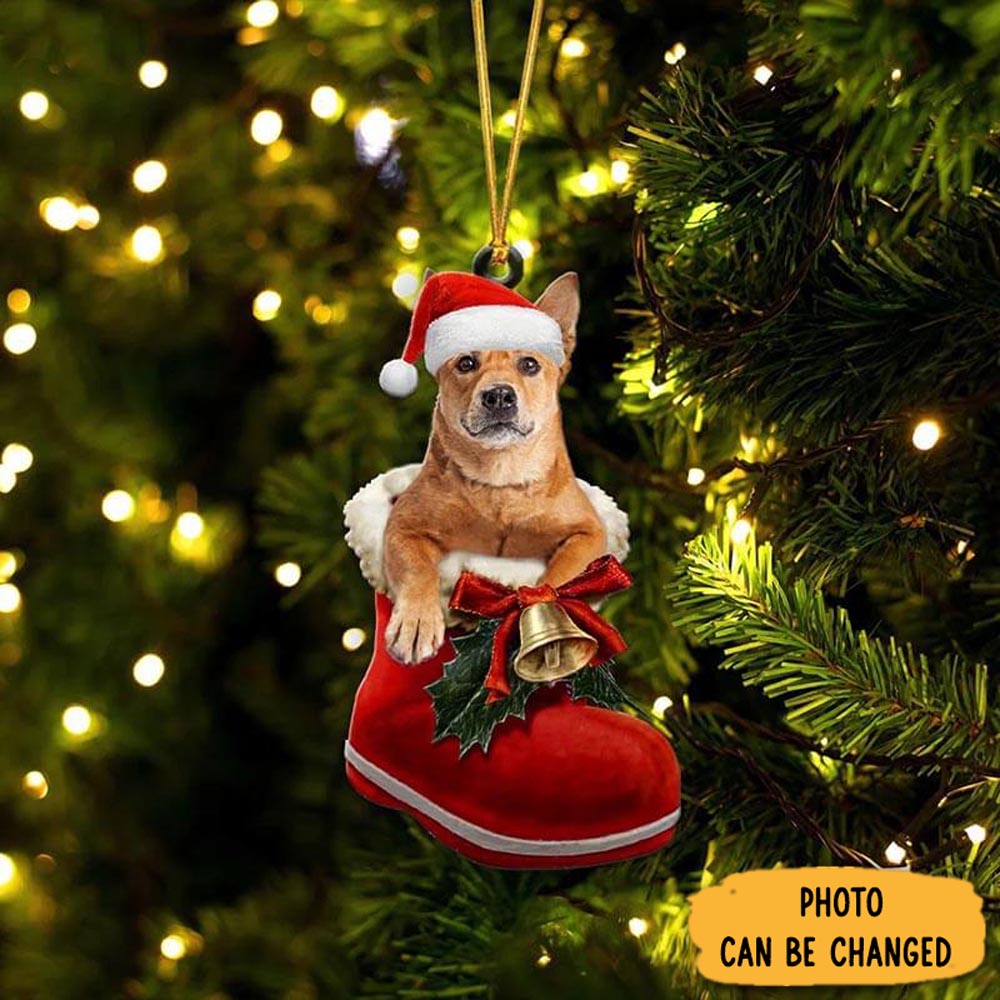Personalized Carolina Dog In Santa Boot Christmas Hanging Ornament Holiday Ornament For Home & Family