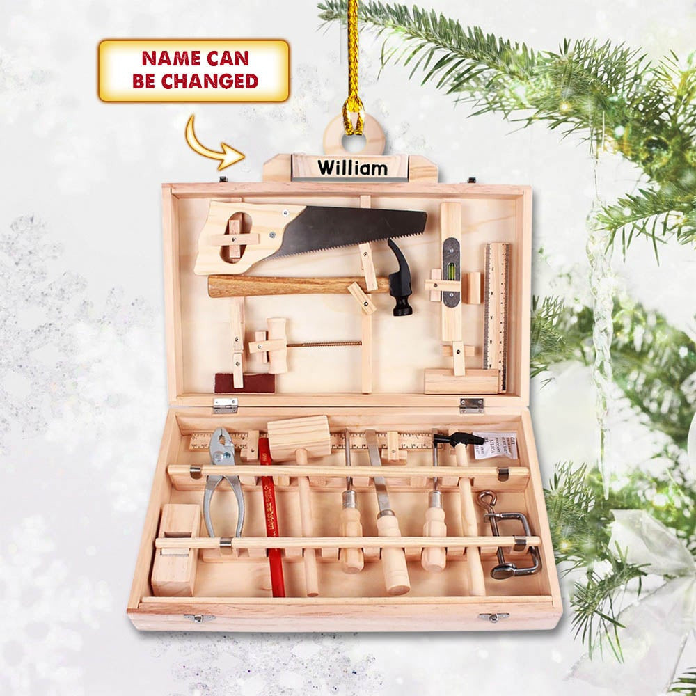 Personalized Carpenter Shaped Acrylic Ornament Carpenter Tool Box Custom Cut Shaped Acrylic Ornament Two Sides Print