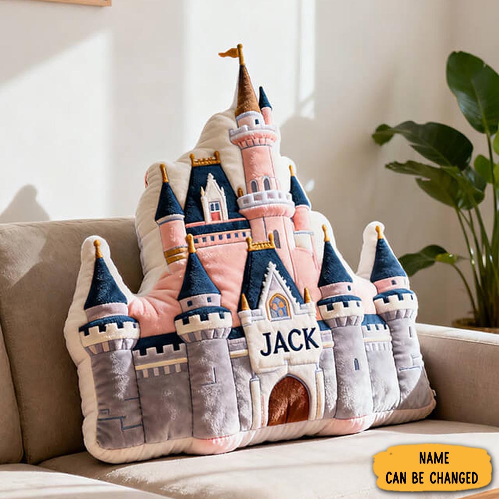 Personalized Cartoon Castle With Name Graphic 3d Print Pillow Christmas Gift For Kids Birthday Gift