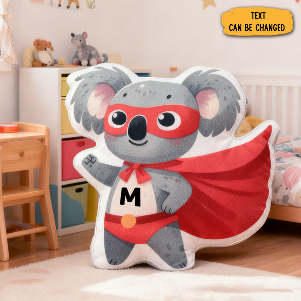 Personalized Cartoon Koala Superman With Name Graphic 3d Print Pillow Christmas Gift For Kids Birthday Gift