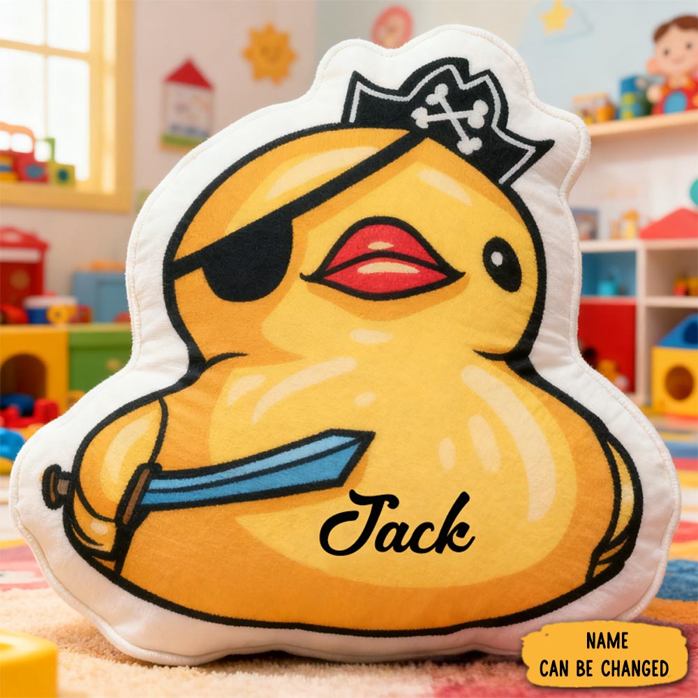 Personalized Cartoon Pirate Little Yellow Duck With Name Graphic 3d Print Pillow Christmas Gift For Kids Birthday Gift