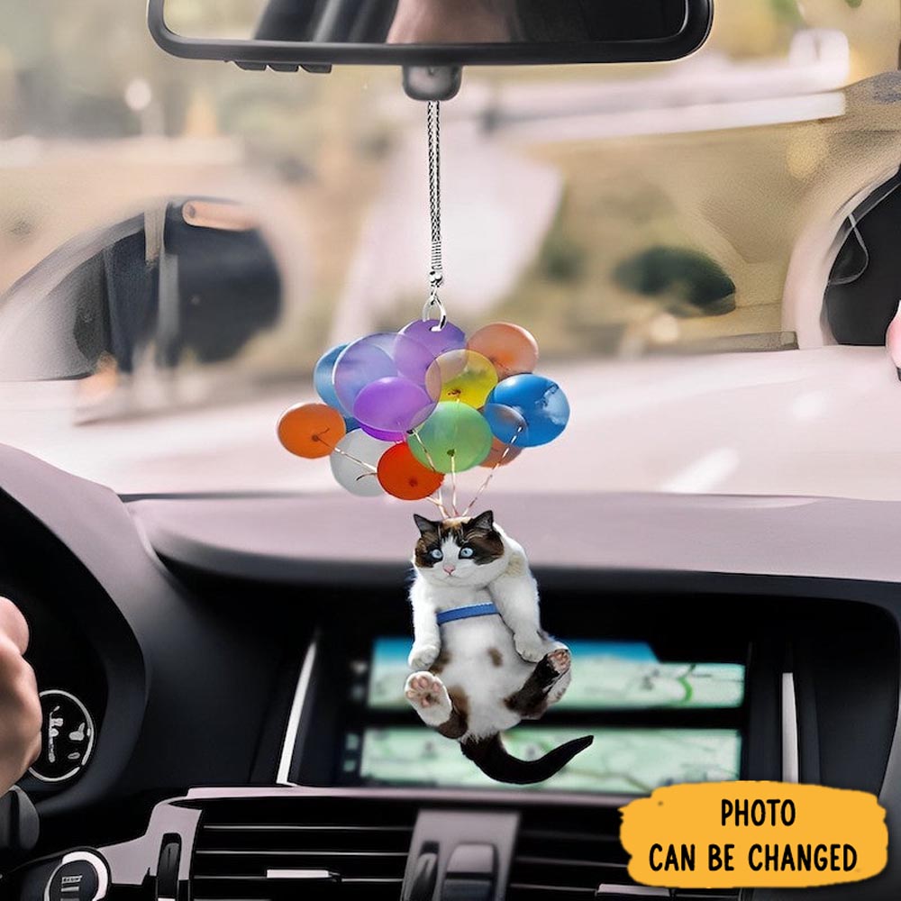 Personalized Cat Fly With Bubbles Car Hanging Ornament Personalized Ornament For Holiday Decor
