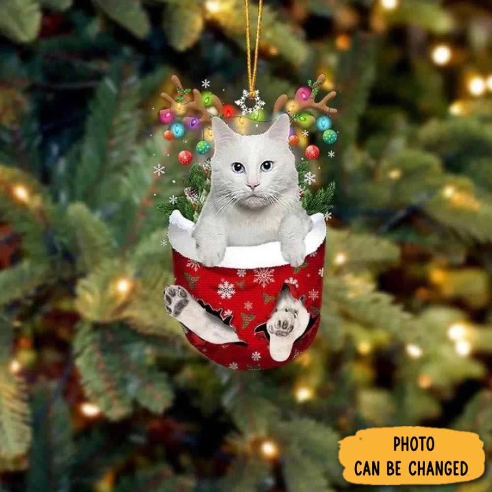 Personalized Cat In Snow Pocket Christmas Ornament Adorable Easter Ornament Keepsake