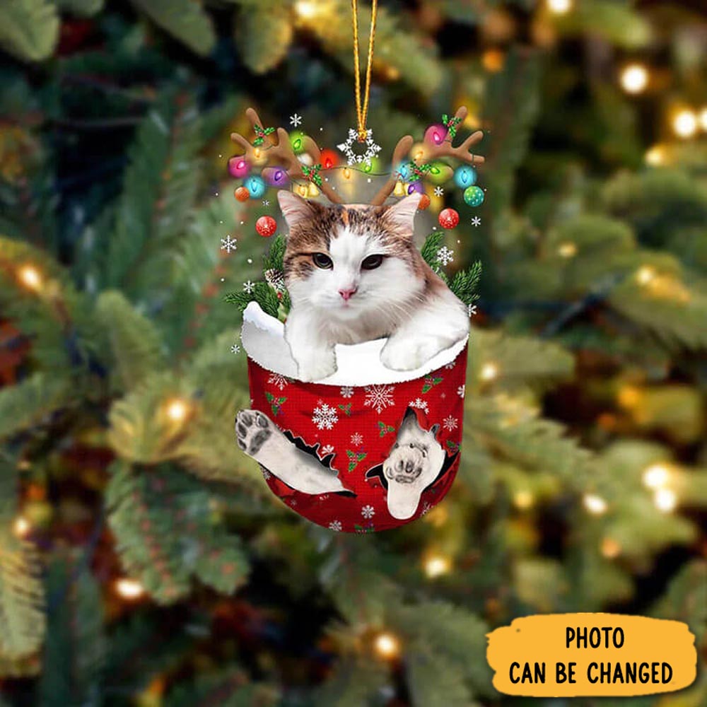 Personalized Cat In Snow Pocket Christmas Ornament Timeless Ornament For Holiday Memories