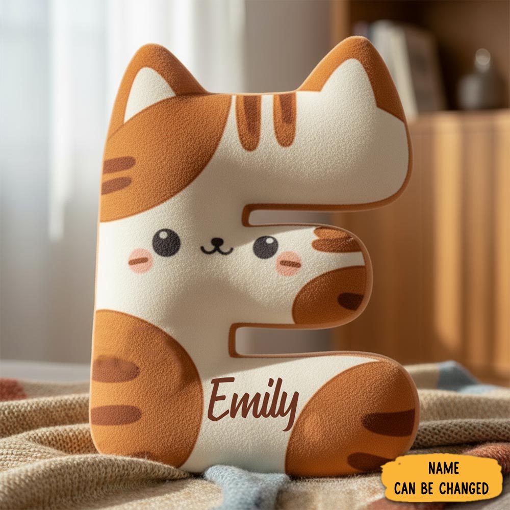 Personalized Cat Lover Cat Letter Pillow Graphic 3d Print Pillow-1