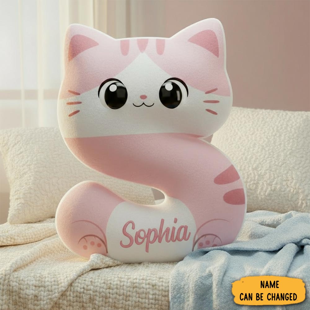 Personalized Cat Lover Cat Letter Pillow Graphic 3d Print Pillow