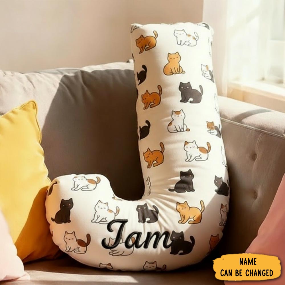 Personalized Cat Lover Full Print Cat Letter Pillow Graphic 3d Print Pillow
