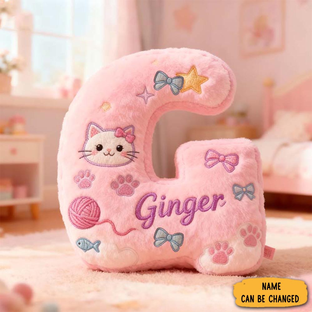 Personalized Cat Lover Fun Cat Letter Pillow Graphic 3d Print Pillow