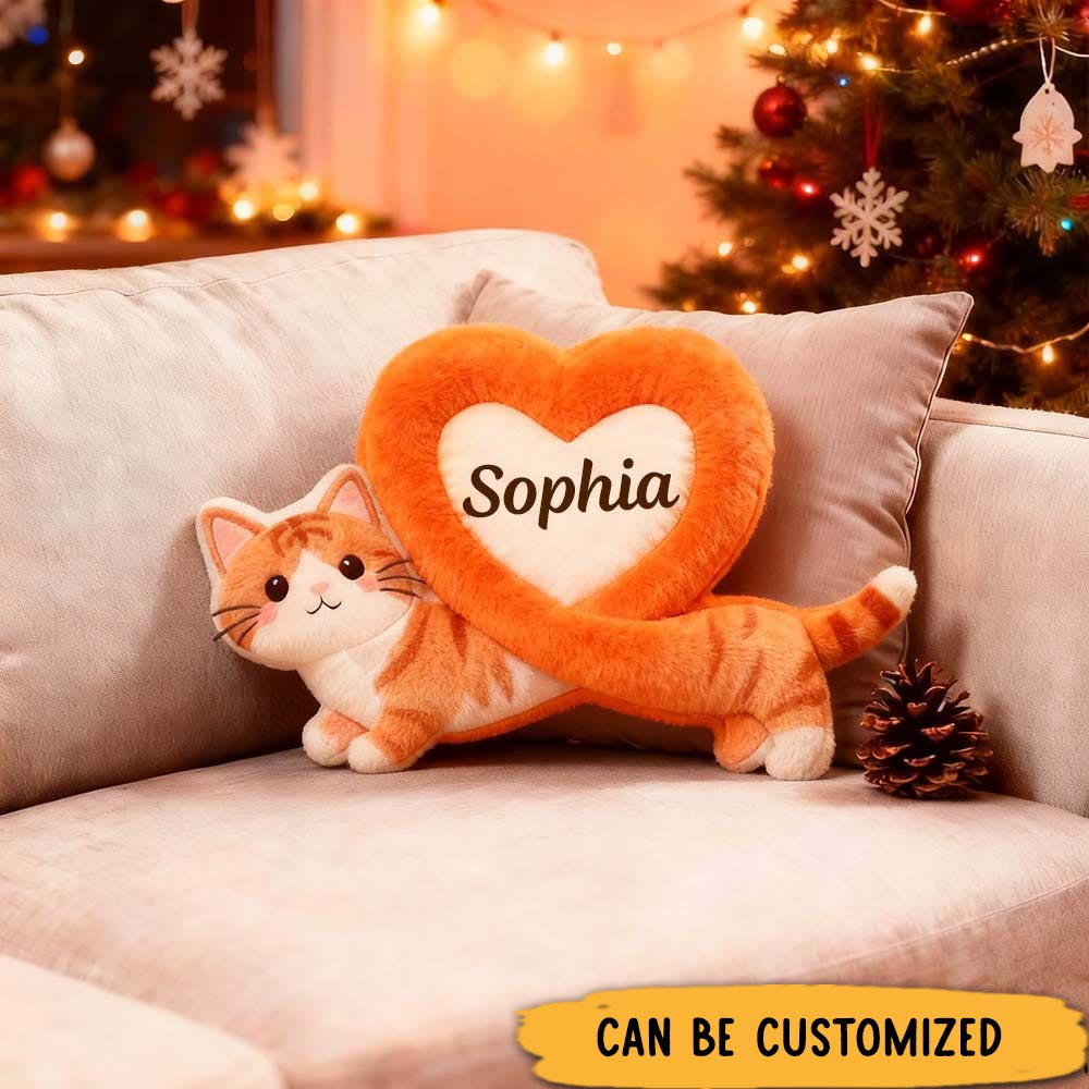 Personalized Cat Lover Funny Cat Heart Graphic 3D Print Pillow
