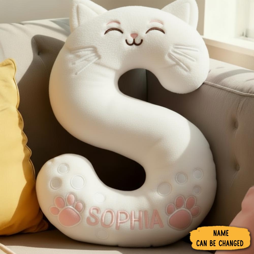 Personalized Cat Lover Funny Cat Letter Pillow Graphic 3d Print Pillow