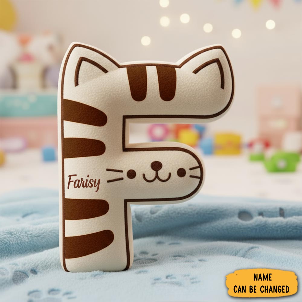 Personalized Cat Lover Letter Pillow Graphic 3d Print Pillow