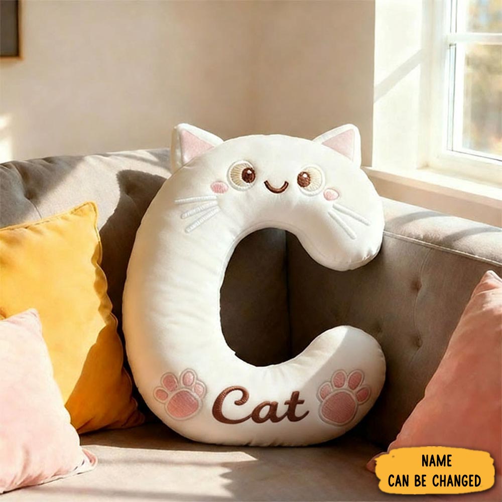 Personalized Cat Lover Letter Pillow With Custom Name Design Graphic 3d Print