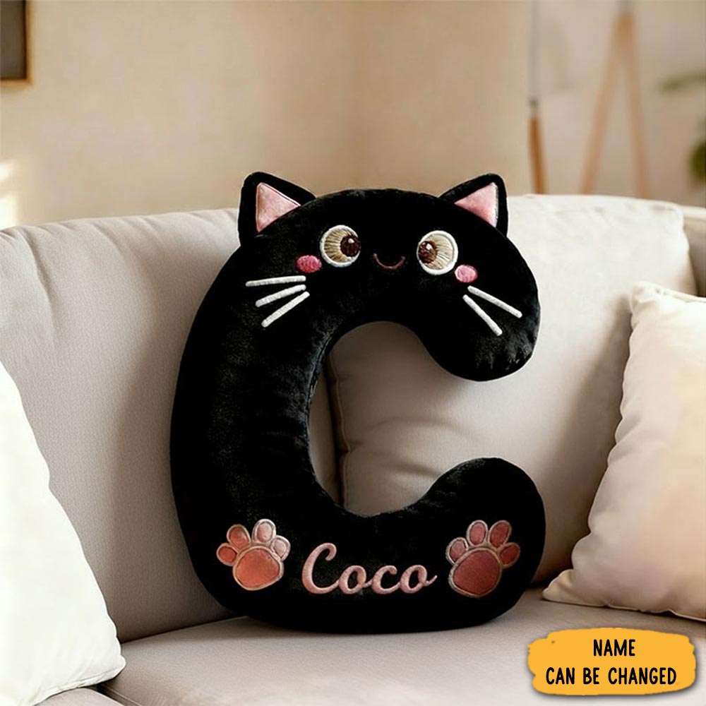 Personalized Cat Lover Letter Pillow With Custom Name Design Ver Black Cats Graphic 3d Print