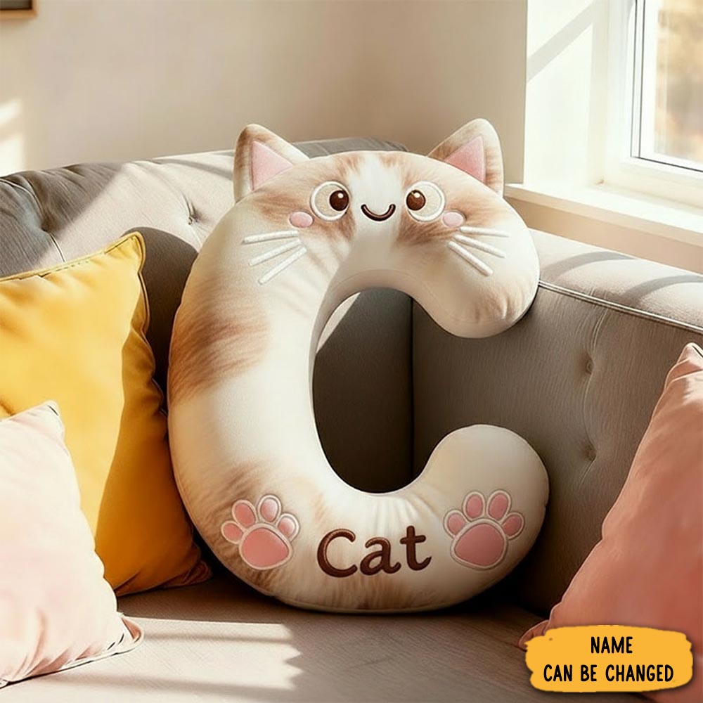 Personalized Cat Lover Letter Pillow With Custom Name Design Ver Pointed Cats Graphic 3d Print