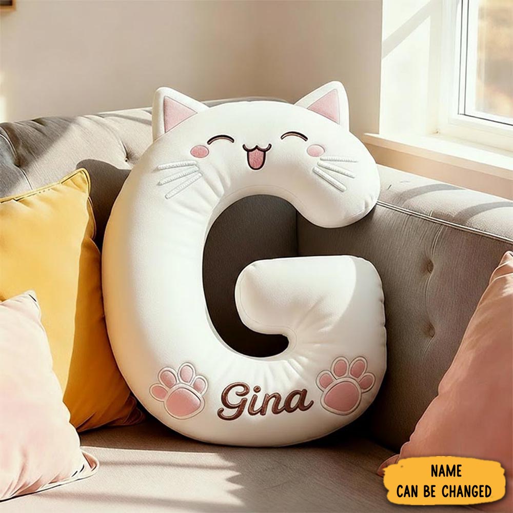 Personalized Cat Lover Letter Pillow With Custom Name Design Ver Smile Cats Graphic 3d Print