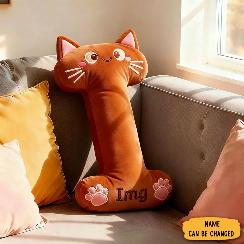 Personalized Cat Lover Letter Pillow With Custom Name Design Ver Solid Brown Cats Graphic 3d Print