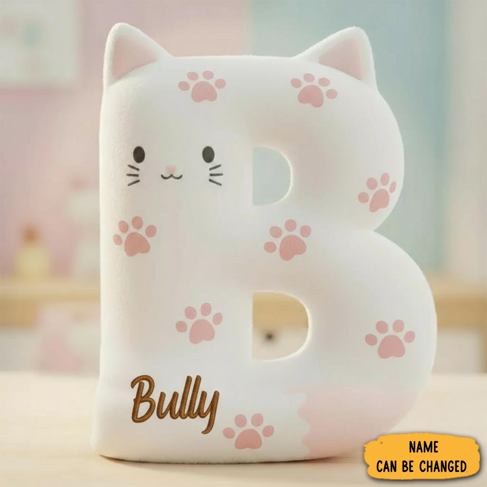 Personalized Cat Lover Letter Pillow With Custom Name Graphic 3d Print Pillow