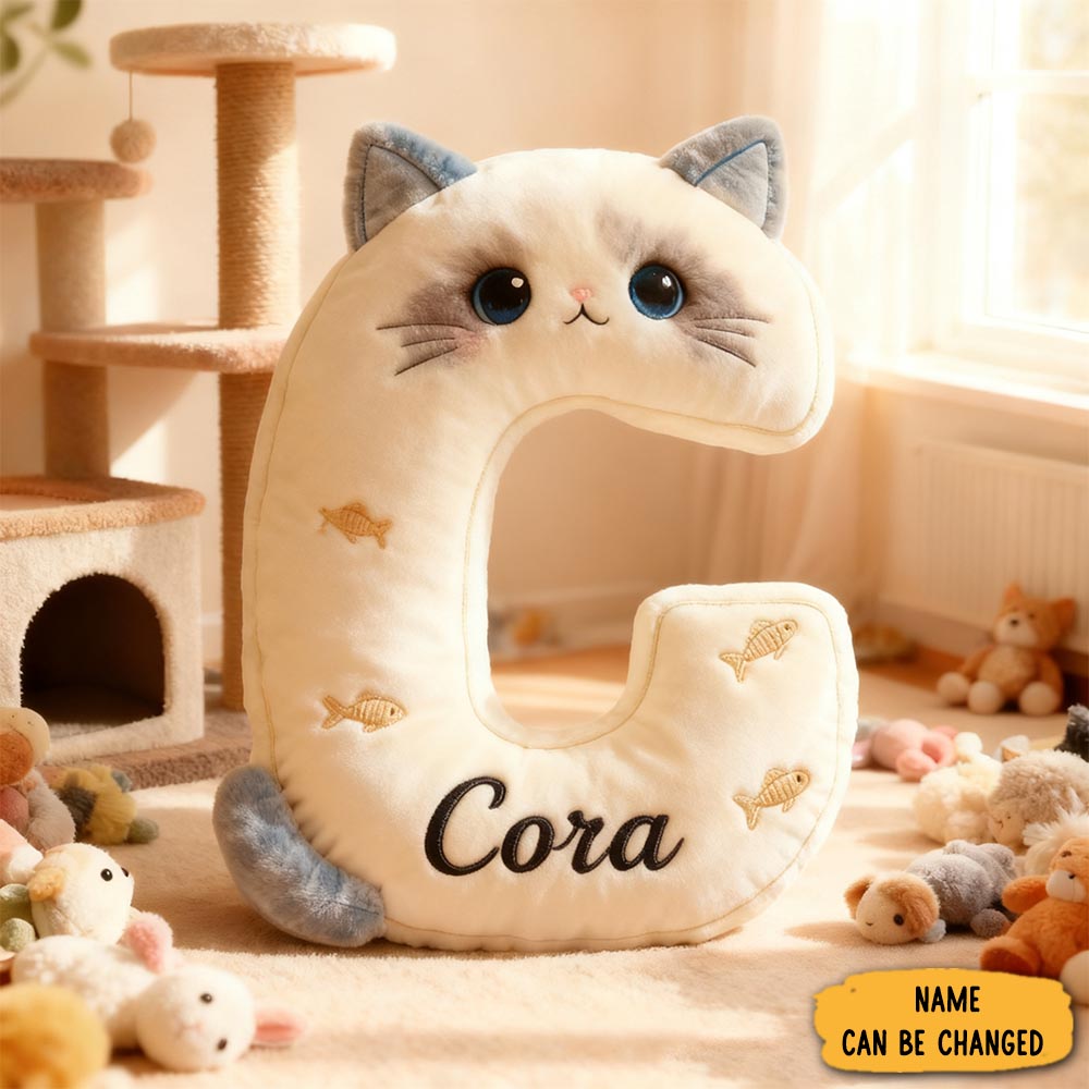 Personalized Cat Lover Letter Pillow With Custom Name Pillow Graphic 3d Print