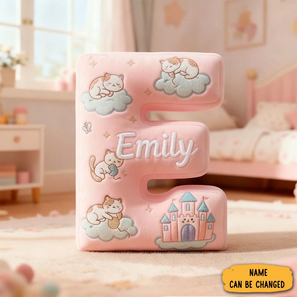 Personalized Cat Lover Pink Cats Letter Pillow Graphic 3d Print Pillow