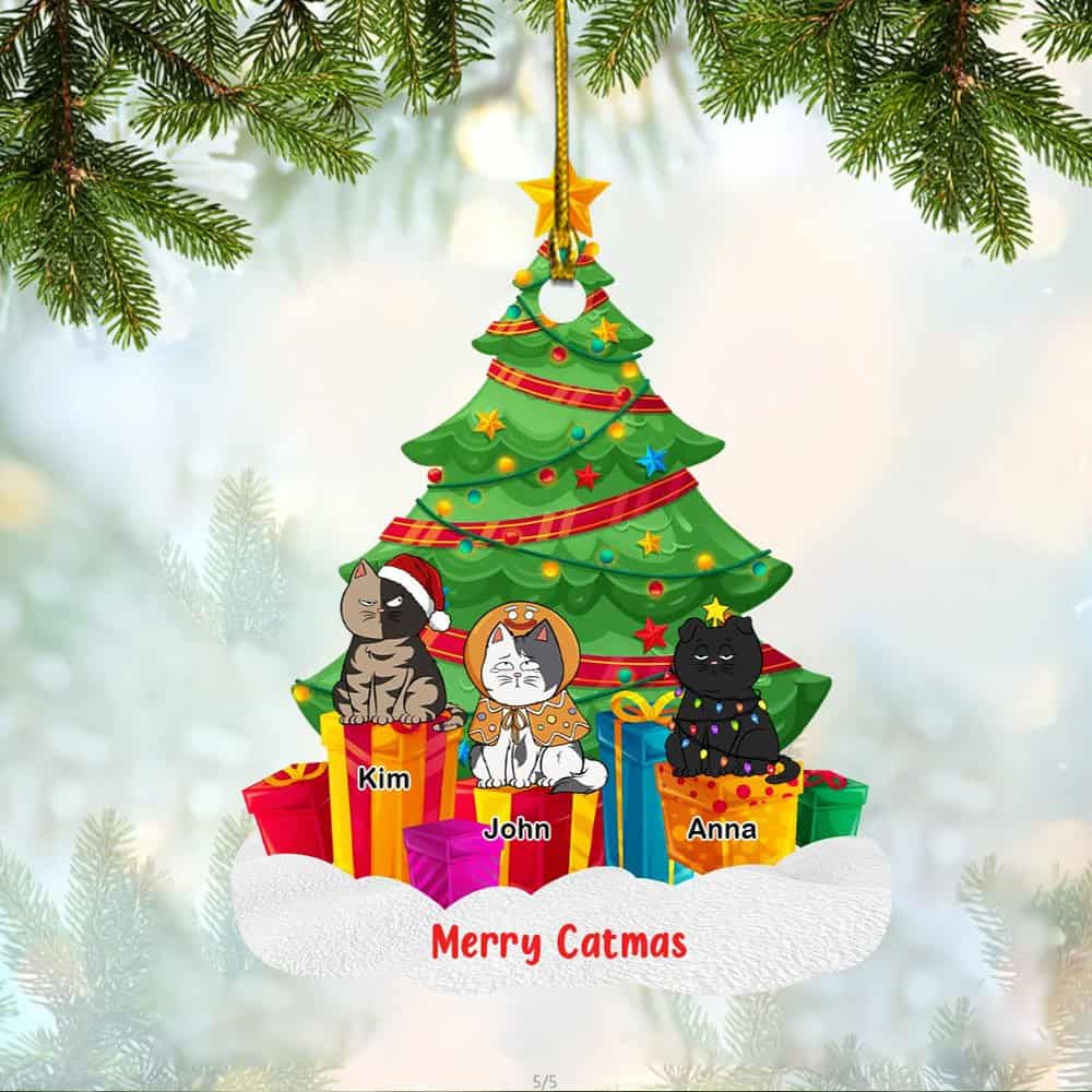 Personalized Catmas Tree Personalized Acrylic Ornament Gift For Cat Lovers