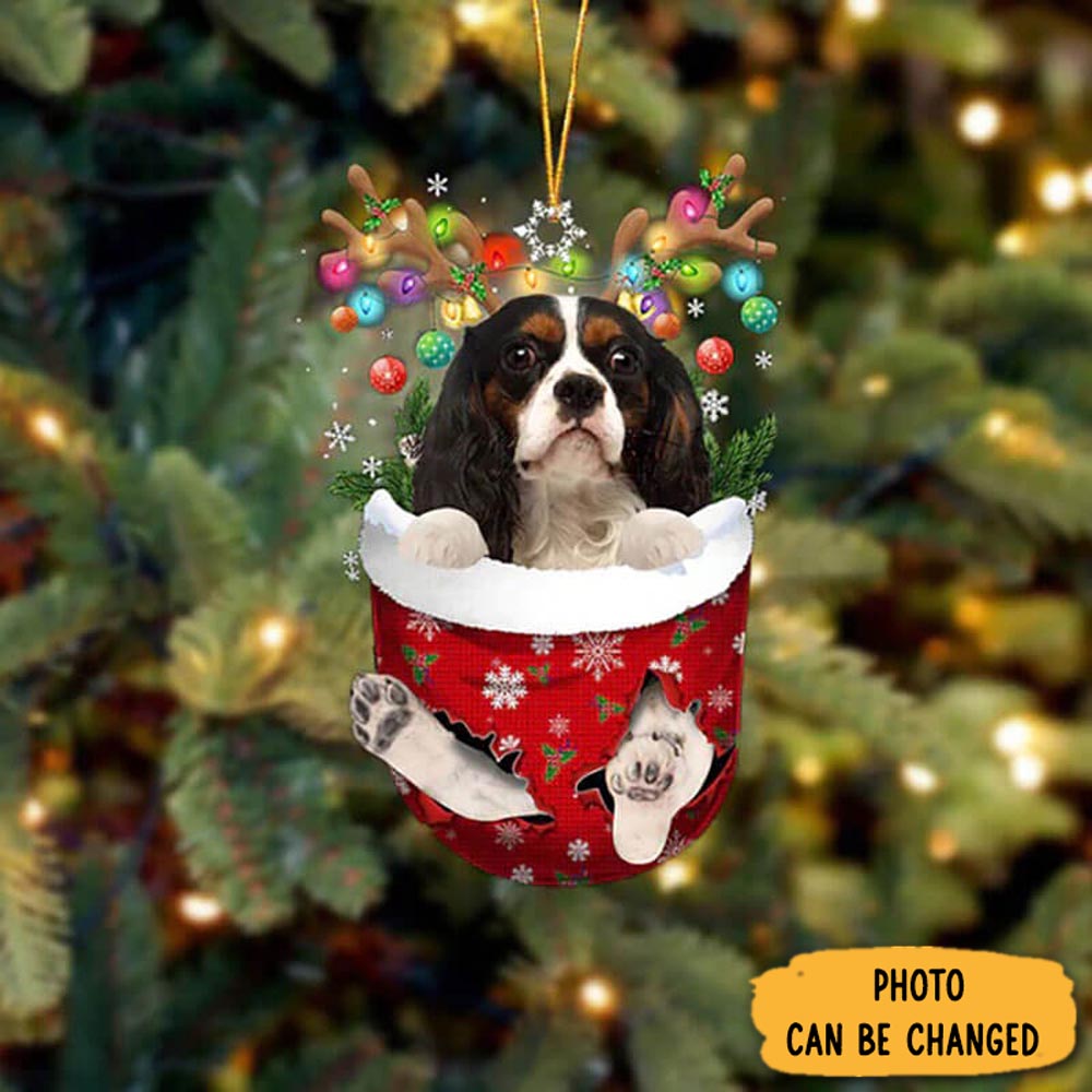 Personalized Cavalier King Charles In Snow Pocket Christmas Ornament Memorable Anniversary Ornament Keepsake