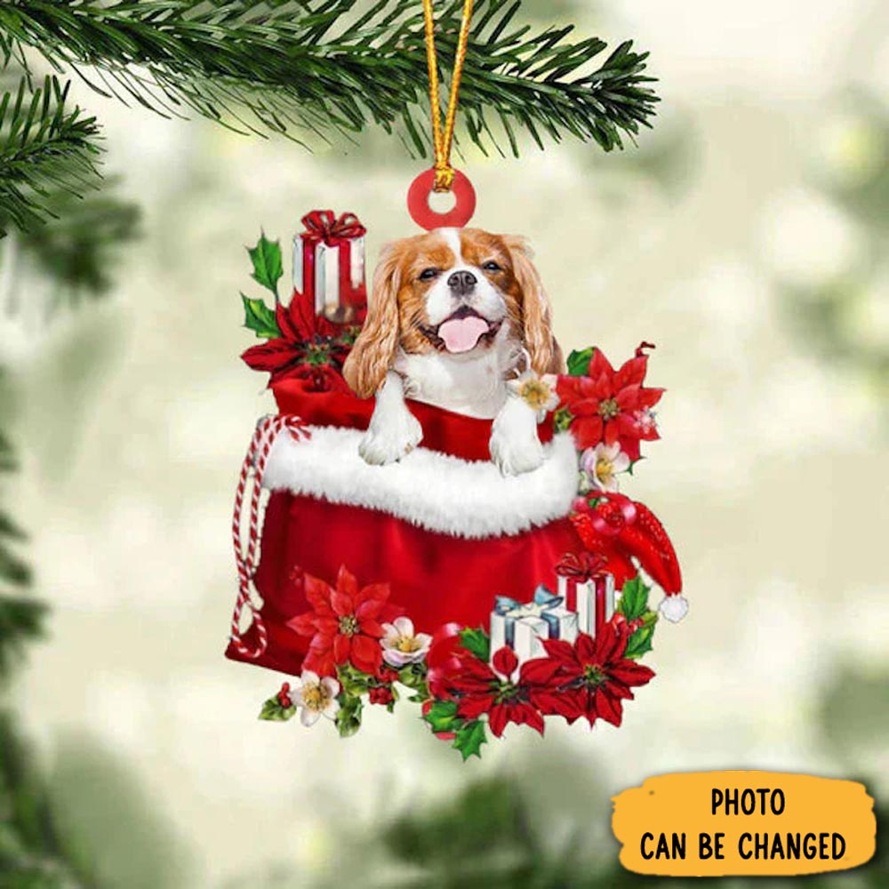 Personalized Cavalier King Charles Spaniel In Gift Bag Christmas Ornament Cozy Christmas Ornament Decoration