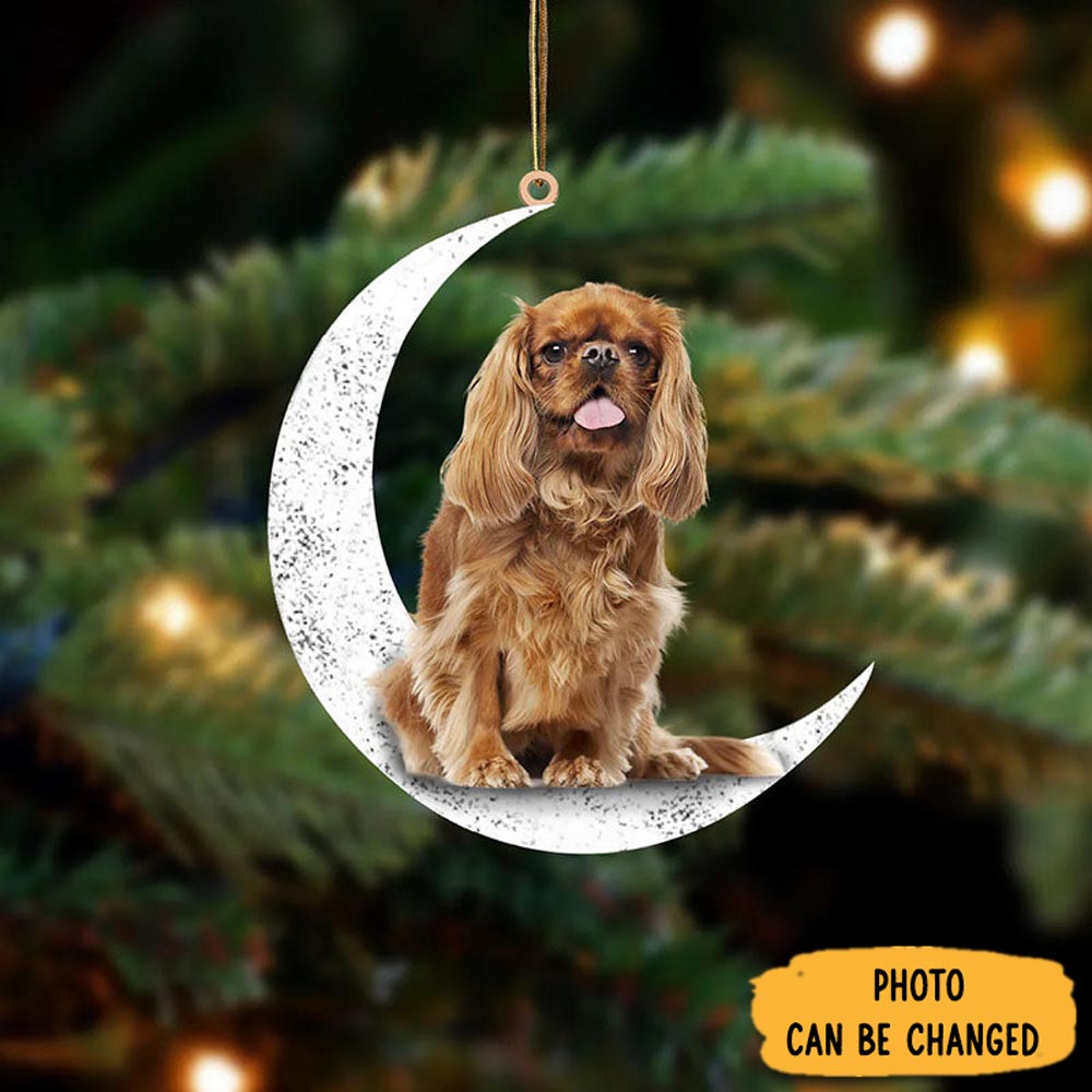 Personalized Cavalier King Charles Spaniel Sit On The Moon Ornament Classic Christmas Ornament Gift