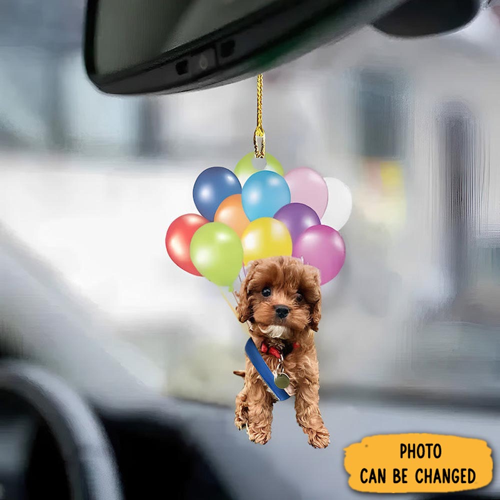 Personalized Cavapoo Fly With Bubbles Car Hanging Ornament Custom Christmas Ornament Gift Idea