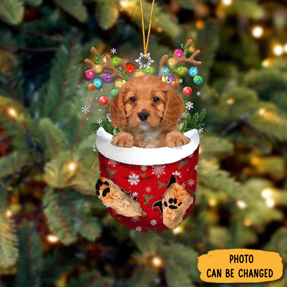Personalized Cavapoo Spaniel In Snow Pocket Christmas Ornament Timeless Ornament For Holiday Memories