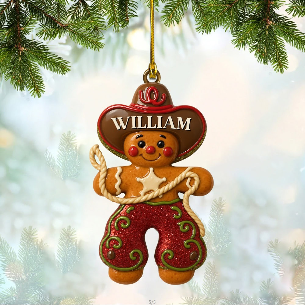 Personalized Celebrate A Festive Season With Gingerbread And Sombrero Custom Acrylic Ornament Gift For Family And Christmas Enthusiasts