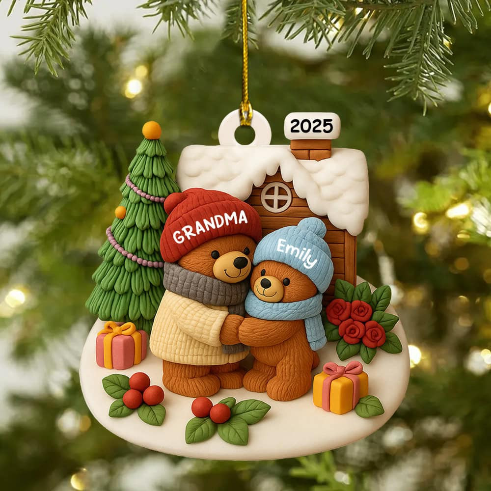 Personalized Celebrate A Special Bond With Bears And Christmas Decor Custom Acrylic Ornament Gift For Family
