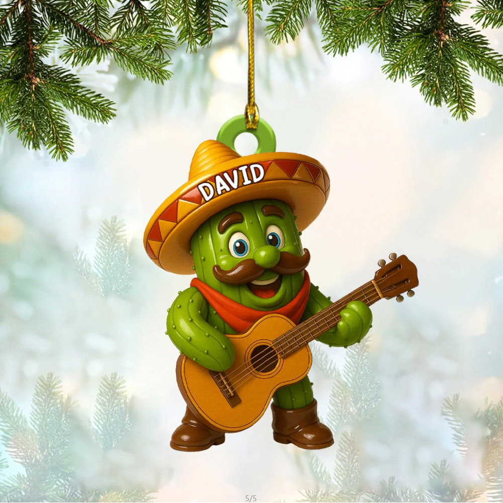 Personalized Celebrate Vibrant Hispanic Culture With Cactus Character Custom Acrylic Ornament Gift For Collectors And Music Lovers