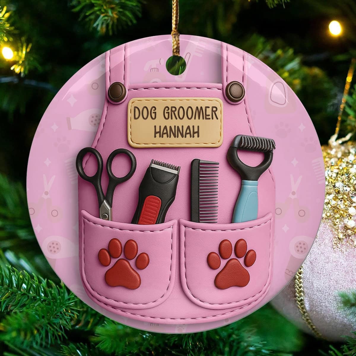 Personalized Celebrate Your Favorite Dog Groomer With Customizable Ornament Personalized Ceramic Ornament Gift For Dog Groomers