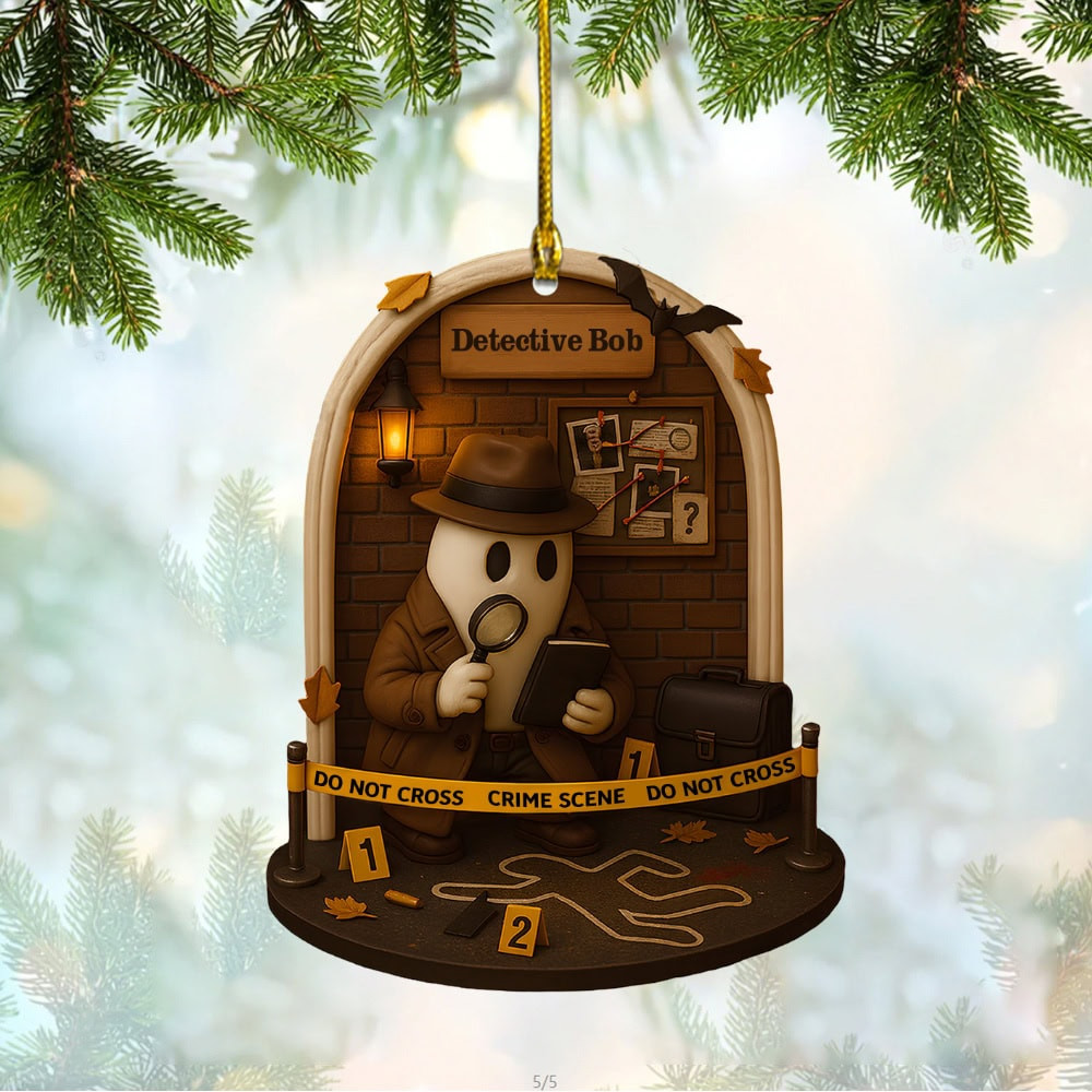 Personalized Celebrate Your Inner Detective With Magnifying Glass And Crime Scene Personalized Custom Acrylic Ornament Gift For Mystery Enthusiasts And Detective Novel Fans
