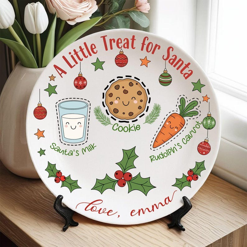Personalized Ceramic Plates A Little Treat For Santa Best Christmas Presents For KIds