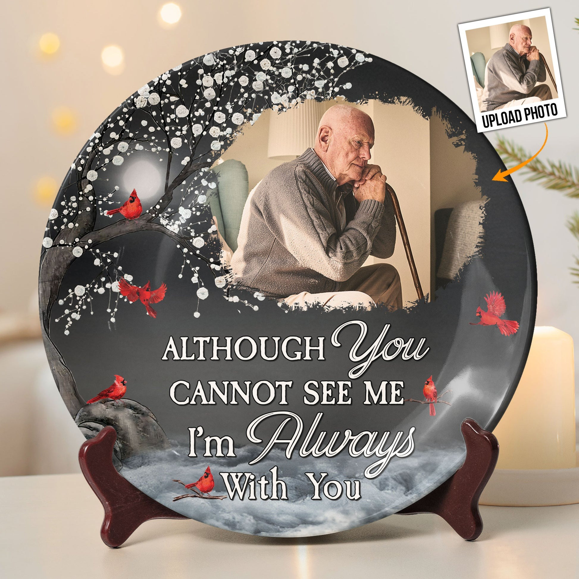 Personalized Ceramic Plates Although You Cannot See Me I'm Always With You Memorial Dad Xmas Gifts