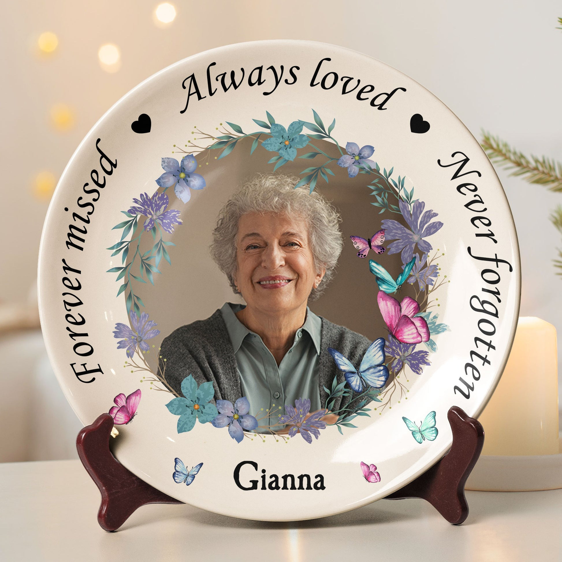 Personalized Ceramic Plates Always Loved Forever Missed Never Forgotten Memorial Xmas Gift Ideas