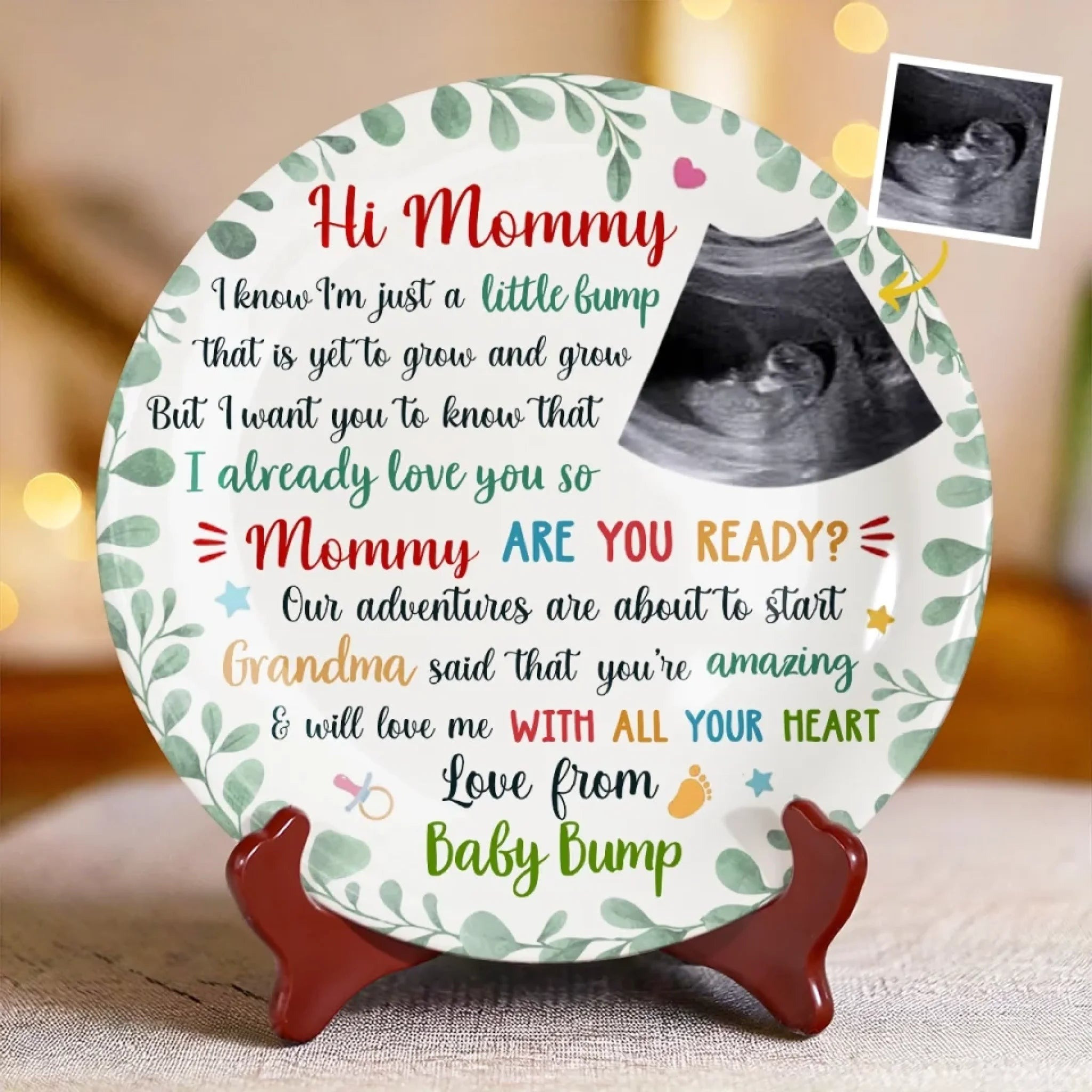 Personalized Ceramic Plates Big Love For Mommy Ultrasound Gifts For First Baby Born