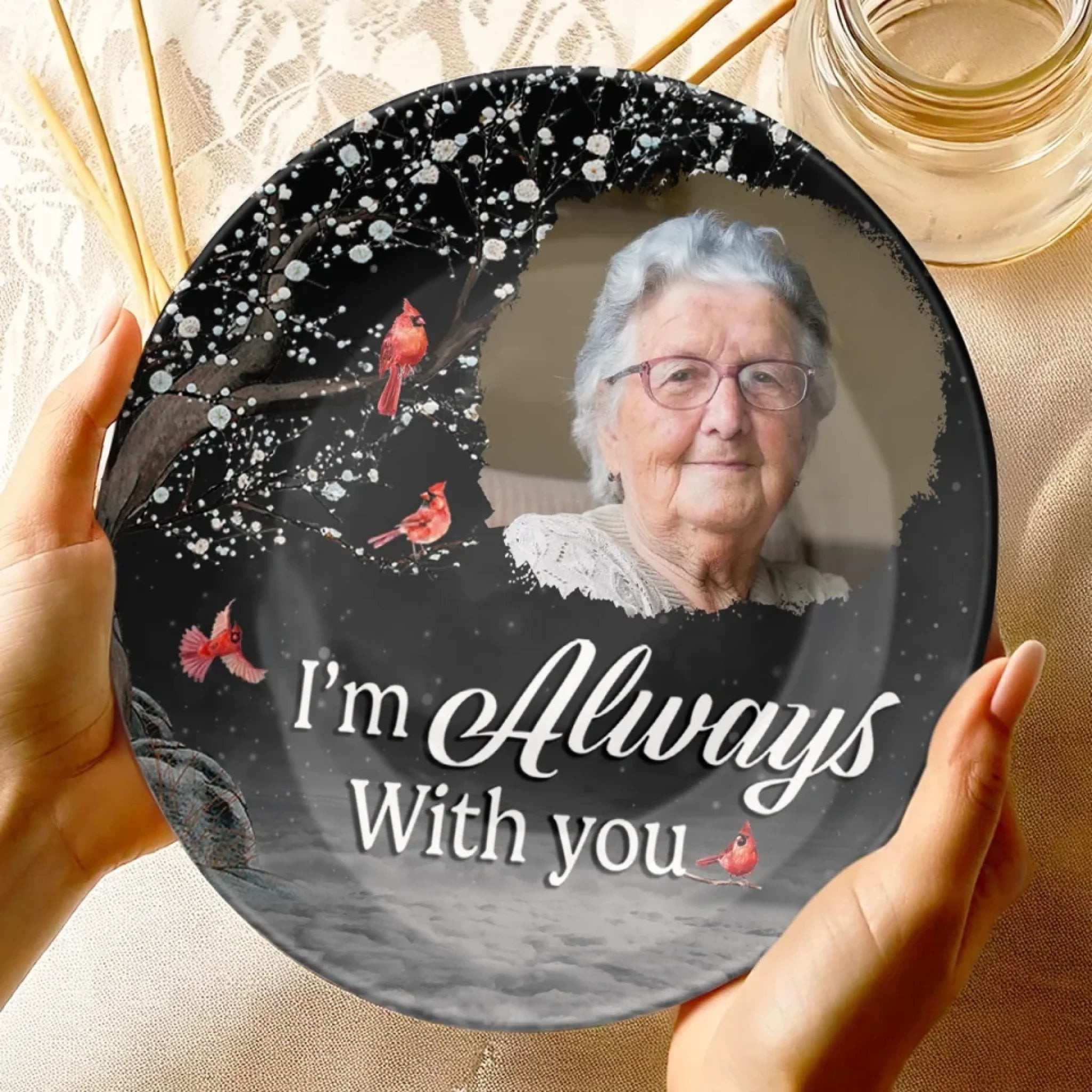 Personalized Ceramic Plates Cardinal Bird I'm Always With You Memorial Gifts For Mom