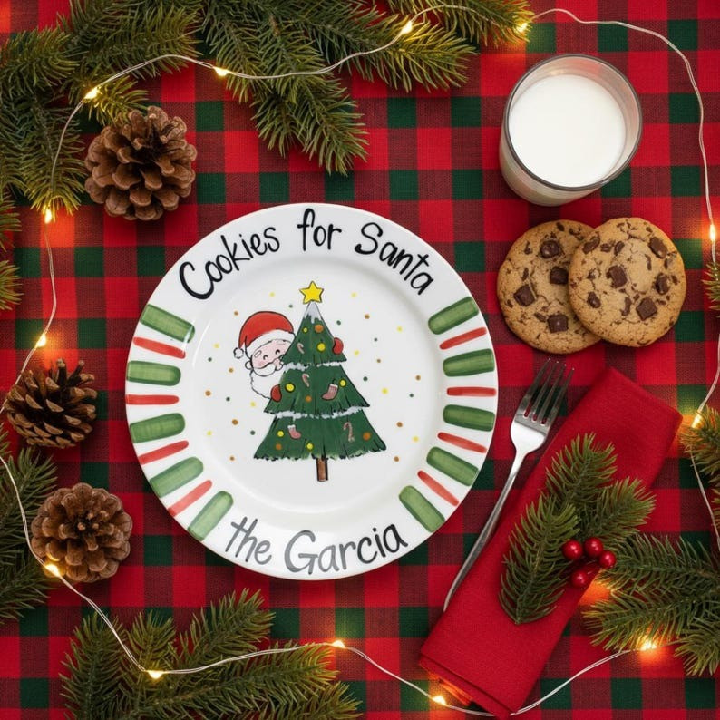 Personalized Ceramic Plates Cookies For Santa Funny Santa Face Best Christmas Gift Ideas