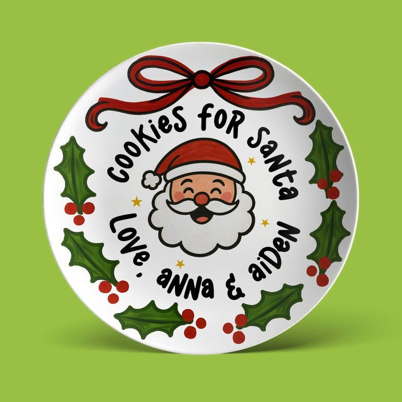 Personalized Ceramic Plates Cookies For Santa Wonderful Gifts For Santa Lovers