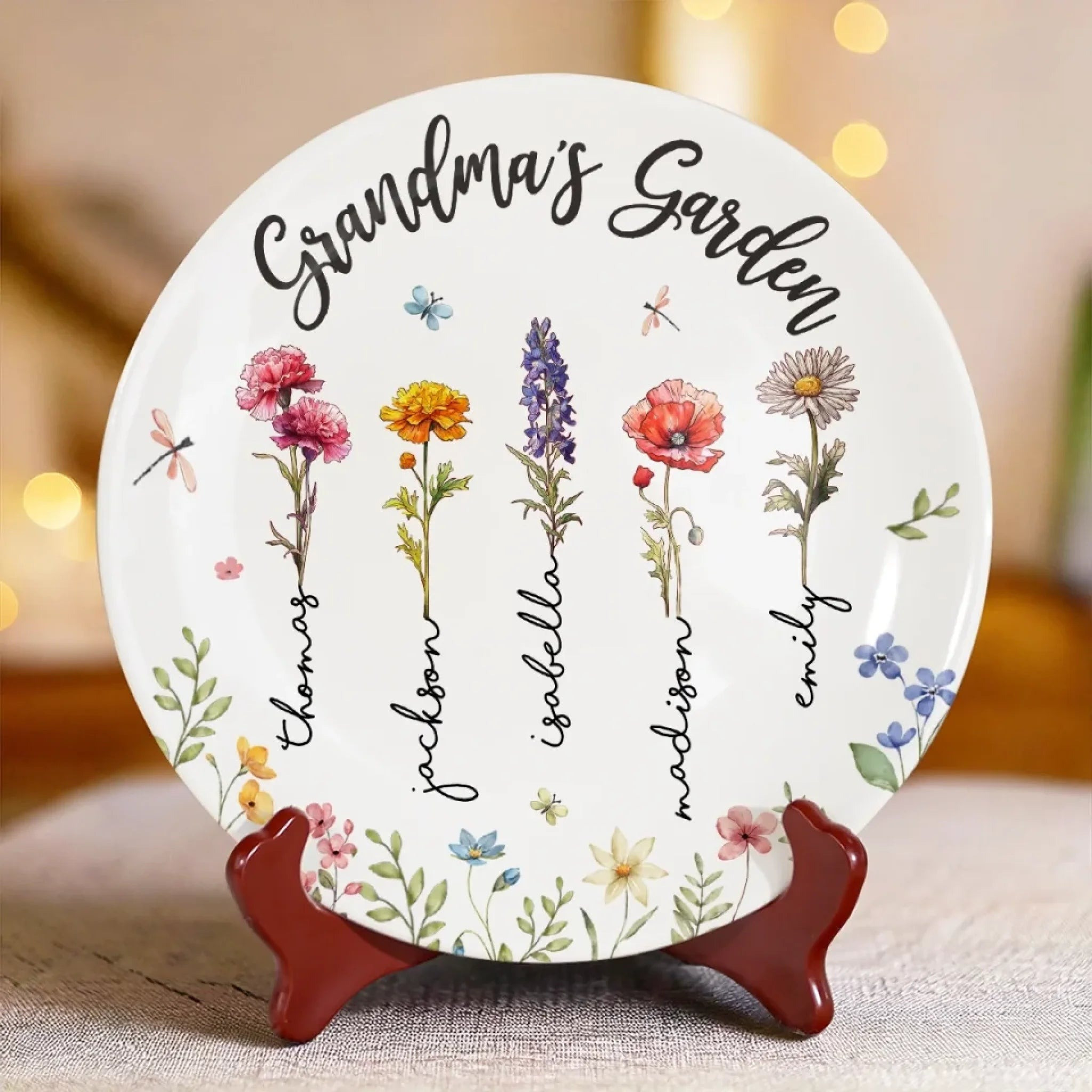 Personalized Ceramic Plates Grandma's Family Garden Plate Lovely Presents For Grandma