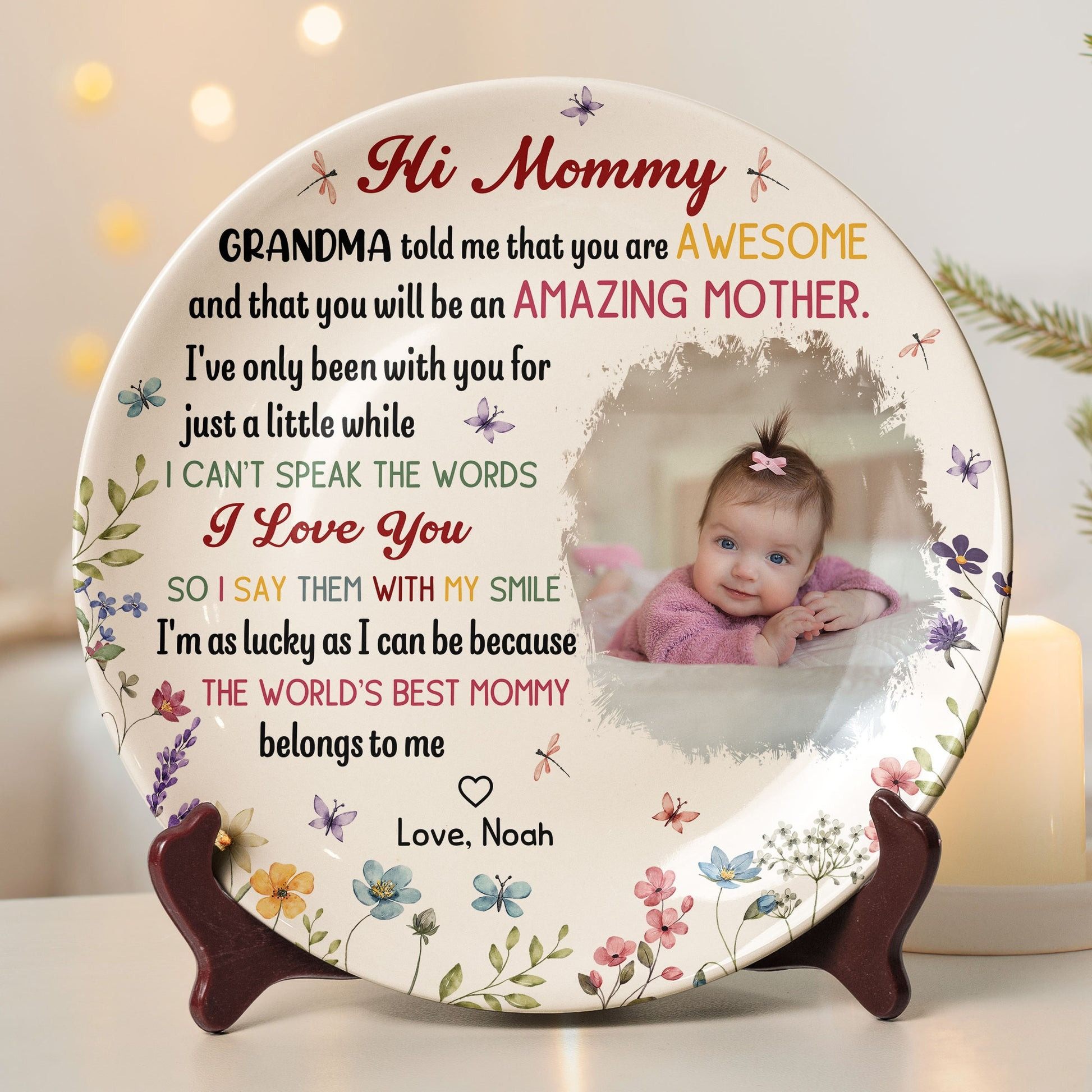 Personalized Ceramic Plates Newborn Baby Christmas Lovely Gifts For New Mom