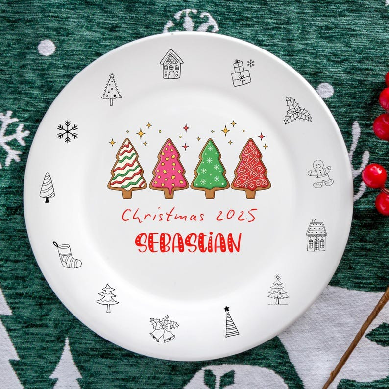 Personalized Ceramic Plates Pinecone Tree Decor Great Christmas Gifts For Family Members