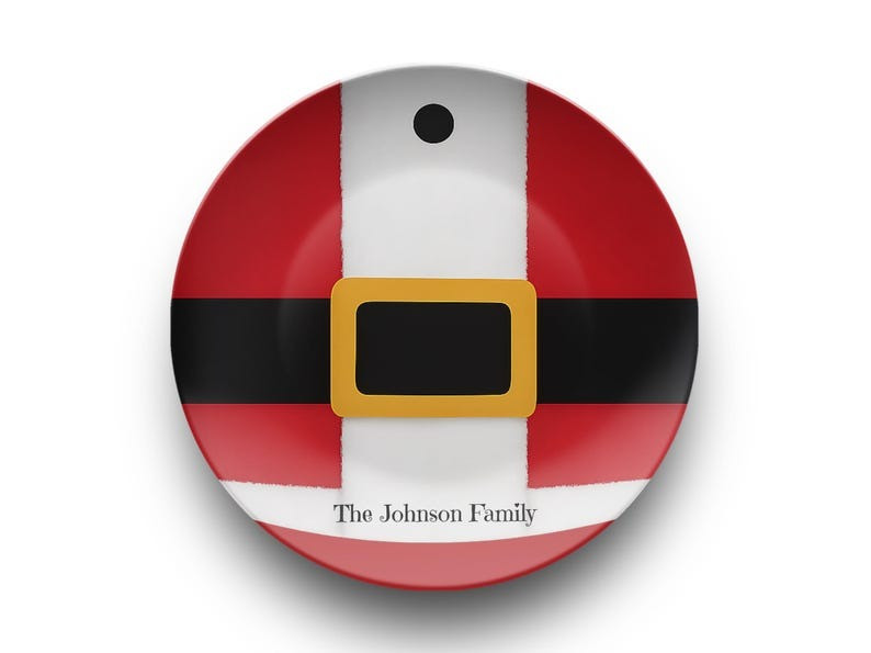 Personalized Ceramic Plates Santa Belt Christmas Best Holiday Gifts For Family Members